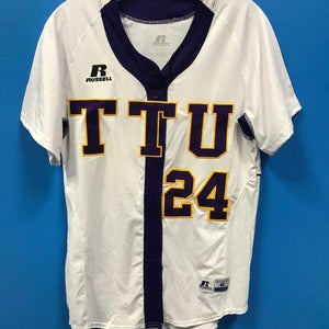 NEW Russell Athletic Women's TTU Softball Jersey Size Small Color White Purple