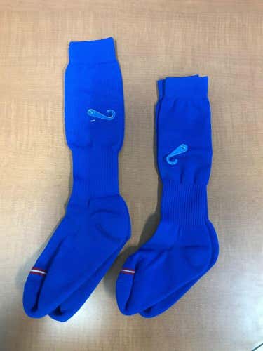 NEW Youth Athletic Socks Color Blue with Red & White Stripe NEW NWOT