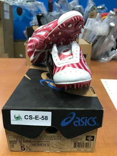 Asics Women's Hyper Rocketgirl Cleats Track Spikes Shoes White Cherry Size 5.5    *FIRM PRICE*