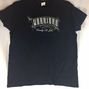 Gildan Ultra Cotton T-Shirt Trinity St. John Warriors 2XL Black and Silver Ladie