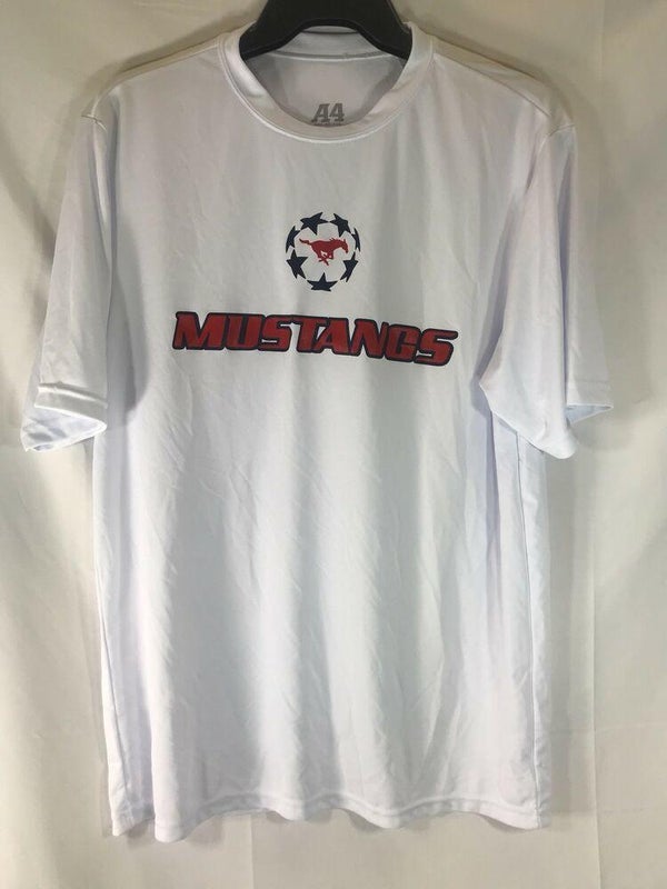 A4 Mustangs Soccer Jersey Shirt White Red Youth Medium