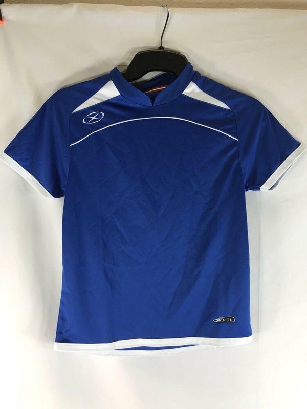 Xara Soccer Jersey Short Sleeved Shirt Blue Youth Small