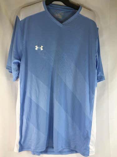 Under Armour FIxture HeatGear Men's Athletic Soccer Jersey Shirt Light Blue - XL  *FIRM PRICE*