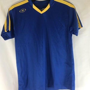 Xara Soccer Jersey Athletic Shirt Blue /Gold Youth Medium