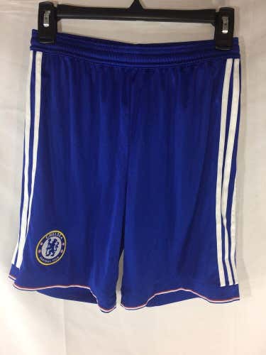 Adidas Chelsea Climacool Blue White Large Youth L Athletic Soccer Shorts Firm Price