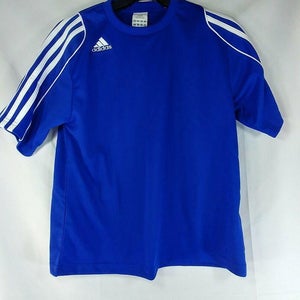 Adidas youth Medium Blue White Stripes Soccer Jersey