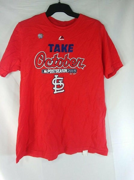 St Louis MLB Majestic Take October Playoff T-Shirt Red Youth XL
