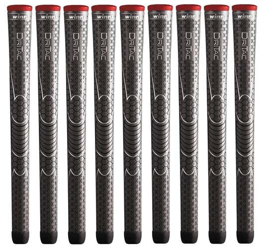 9 x Winn Dri-Tac DriTac AVS Soft Dark Gray Standard Size Golf Grip 5DT-DG NEW!