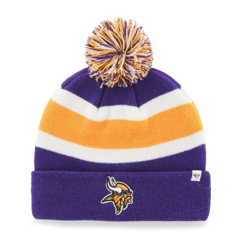 Minnesota Football Beanie Men's Cuffed Knit Hat with Pom Purple/Yellow 