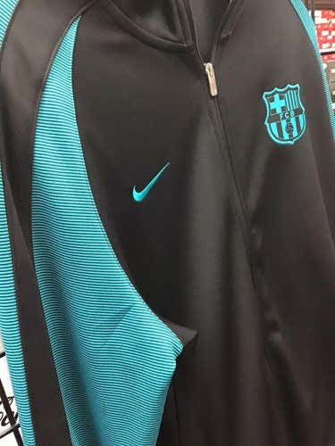 Nike FC Barcelona Black / Teal Size Men’s XXL Soccer Full Zip Jacket NWT FIRM PRICE