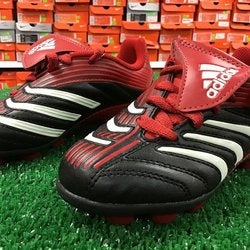 New Adidas Kids +Predito II TRX HGJ  Black Red White Soccer Cleats Size 10.5k FIRM PRICE