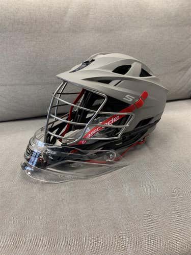 New Matte Grey Cascade S Helmet With Clear Throat Guard
