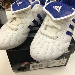 New Adidas Telstar TRX HG Jr White / Royal Blue Soccer Cleats Size 10.5k NIB FIRM PRICE