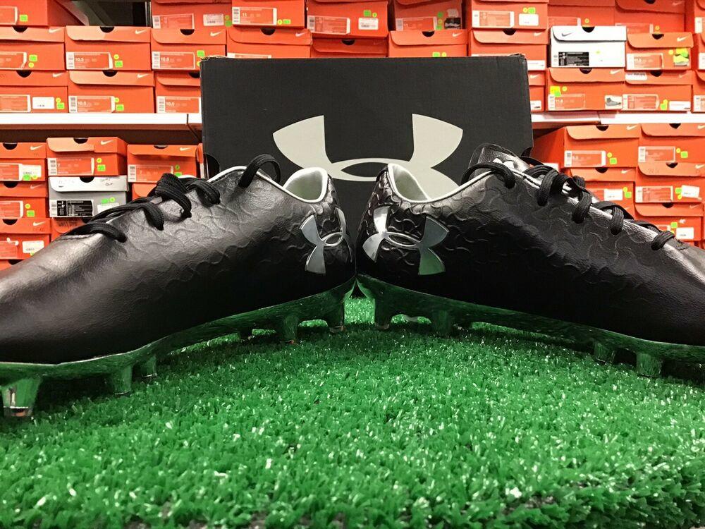 NEW Under Armour Magnetico Pro FG Soccer Cleat Shoes Color Black Silver Size 6.5 
