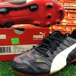 New Puma EvoPOWER 3.2 fg Jr Soccer Cleats Navy / Plasma Size 1.5 New In Box FIRM PRICE