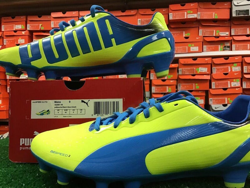 Puma EvoSPEED 2.2 FG Yellow Blue Soccer Cleats Size 9 New In Box FIRM | SidelineSwap