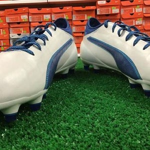 New EvoTOUCH 2 FG White / Blue Soccer Cleats Size 10 New In Box FIRM PRICE