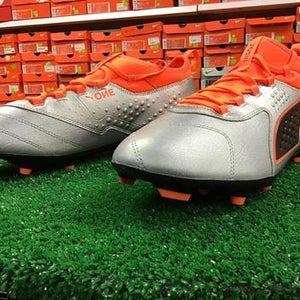 New Puma ONE 3 Leather FG Silver / Orange Soccer Cleats Size 12.5 New In Box FIRM PRICE