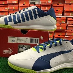 New Puma Womens EvoSpeed Star Indoor Soccer Shoes White / Blue / Volt Size 11 FIRM PRICE