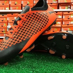 PUMA Unisex Future 2.4 FG/AG Jr Soccer Shoe, Black-Shocking Orange, 6 M US Big.. FIRM PRICE