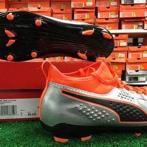 Puma ONE 3 Leather FG Soccer Cleats Silver / Orange Size 8 New In Box FIRM PRICE