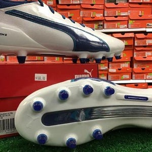 Puma EvoTOUCH 2 FG Soccer Cleats White / Blue Size 11.5 New In Box FIRM PRICE
