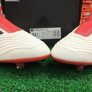 New Adidas Predator 18+ FG Soccer No Lace Cleats White / Red Size 11.5 NIB FIRM PRICE