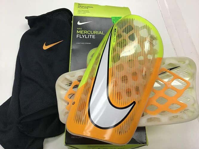 New Nike Mercurial FlyLite Shinguards Yellow / Orange Size XL New In Case FIRM PRICE