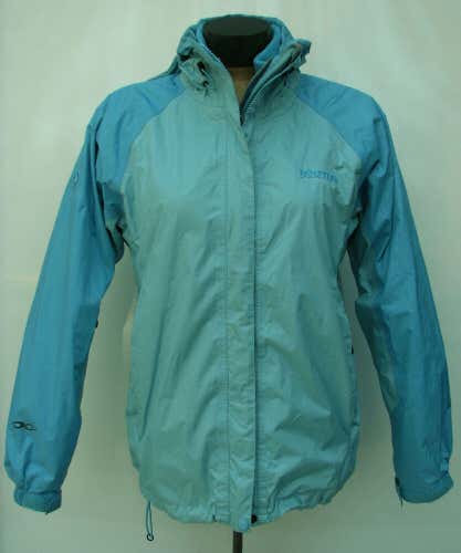 Marmot Women's Blue Hooded Raincoat Windbreaker Coat Jacket w/Zip-In Fleece Sz.M