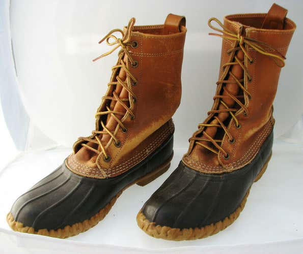 Vintage L.L. Bean Men's Maine Duck Boots Rain Rubber Leather Boots Size 9 M