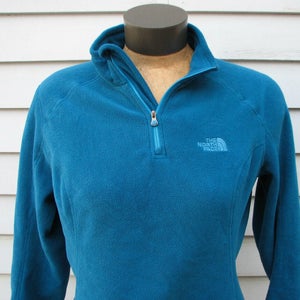 The North Face Women's Teal Green Blue 1/4-Zip Pullover Fleece Sweater Medium M