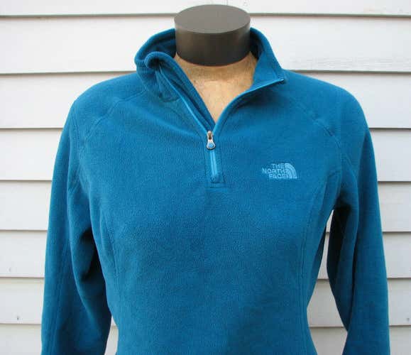 The North Face Women's Teal Green Blue 1/4-Zip Pullover Fleece Sweater Medium M