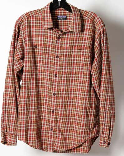 Patagonia Men's Red/Green Plaid 100% Organic Cotton Long-Sleeve Shirt Medium M