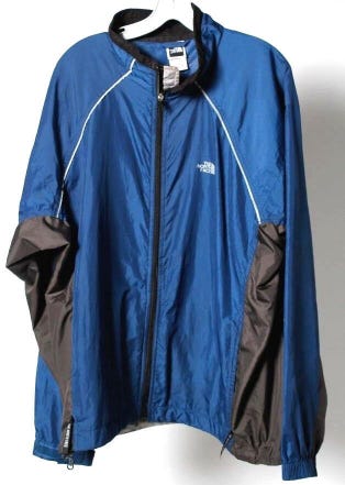 The North Face Men's Blue Wind/Rain/Exercise Shell Jacket Coat w/Stow Pocket L