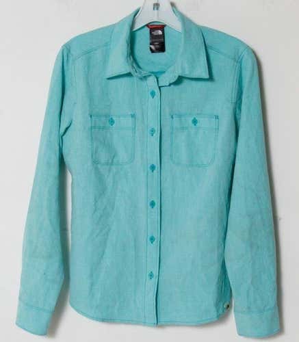 The North Face Women's Green Button-Front Collared Shirt Size Small S