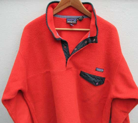 Vintage 1990's Patagonia Synchilla Men's Red Snap-T Pullover Fleece Jacket Large