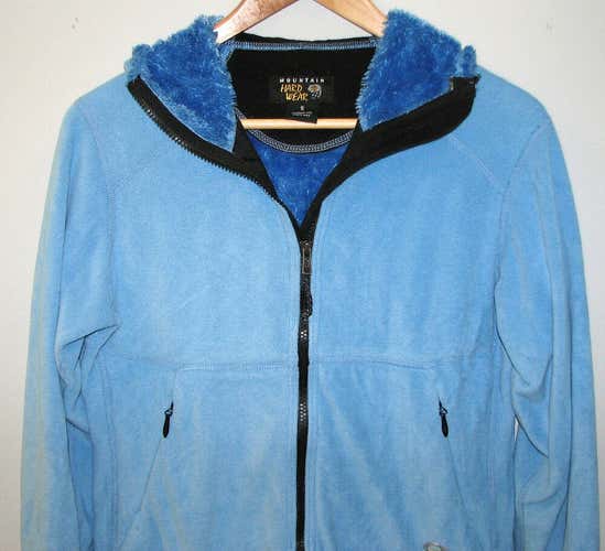 Mountain Hardwear Hooded Light Blue Deep-Pile Sherpa-Lined Thick Fleece Jacket