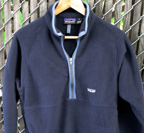 Vintage 1990's Patagonia Synchilla Men's Blue 1/2 Zip Marsupial Fleece Jacket S