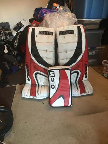 Red Senior 33" CCM Goalie Leg Pads