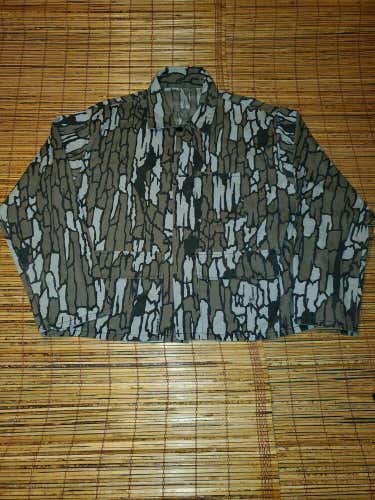 Vintage Trebark Grey Camouflage Button Up Hunting Camo Size XL