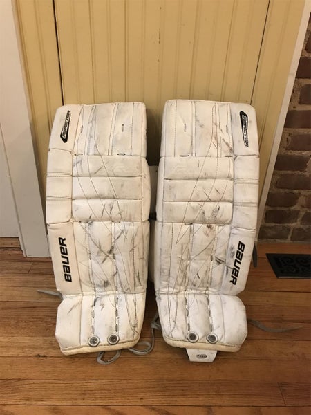 White Junior 26" Bauer Reactor 2000 Goalie Leg Pads