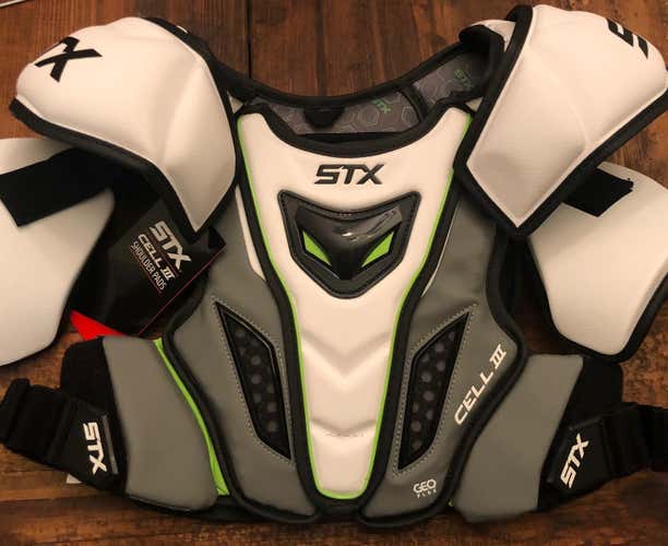 New With Tags Lax Lacrosse Large STX Cell III Shoulder Pads Lg