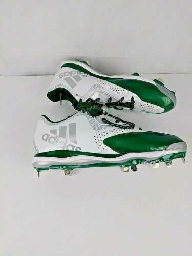 Adidas Men's NWOB Sz 15 PowerAlley Baseball Cleats Q16491 Iron Skin Green White