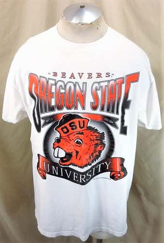 Vintage 90's Tultex Oregon State Beavers (XL) Retro NCAA Apparel Graphic White T-Shirt