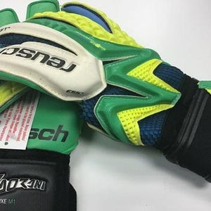 Rues has Waorani Deluxe M1 Goalkeeper Soccer Gloves Size 7 White / Blue / Green FIRM PRICE