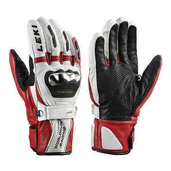 NEW HIGH END $200 Leki World Cup Racing Titanium S All Goatskin Leather Ski Gloves Womens SM/Medium