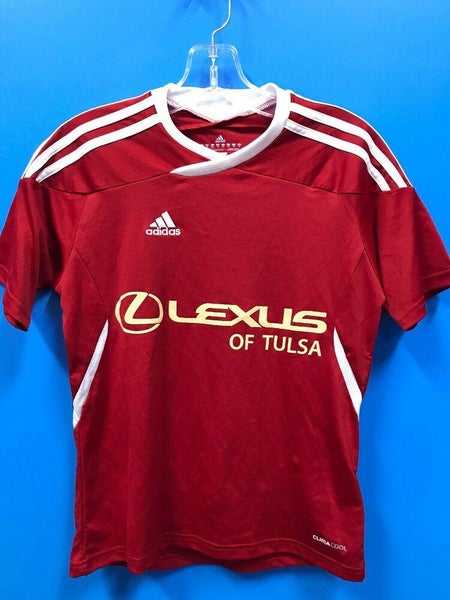 NEW Adidas Clima365 Lexus of Tulsa Soccer Jersey Color Light Gold Red Navy  NWT
