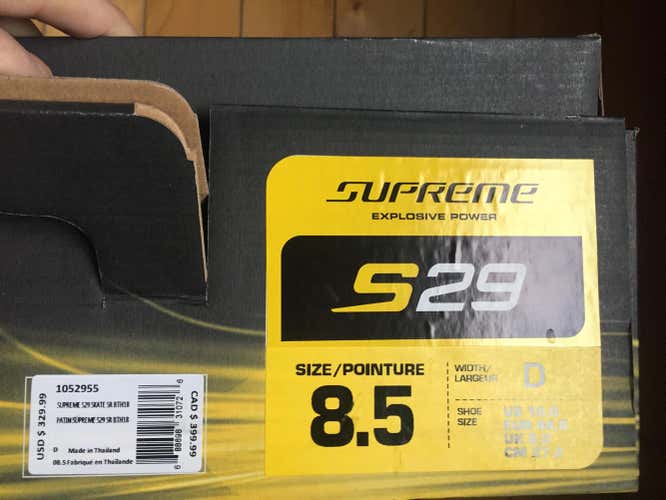 Senior New Bauer Supreme S29 Hockey Skates D&R (Regular) Size 8.5