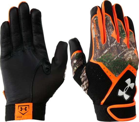 New Kid's Youth L/large clean up Under Armour Batting Gloves realtree camo