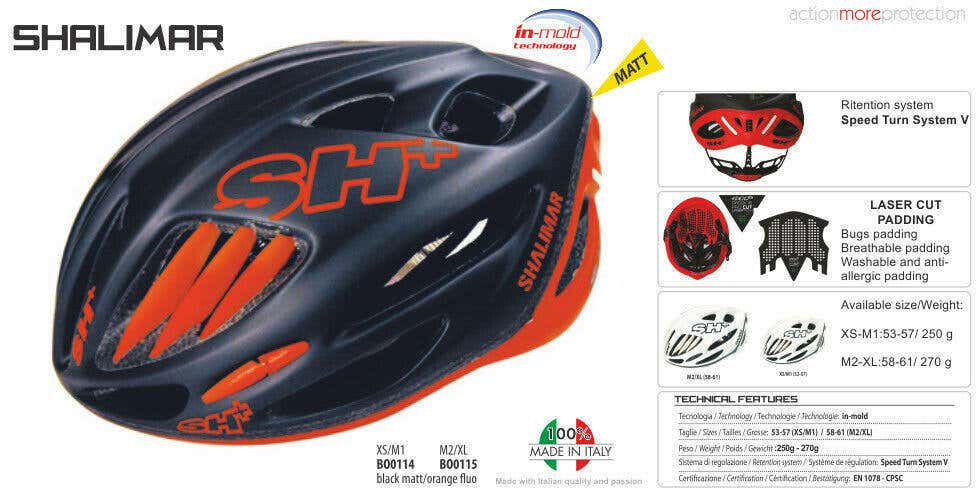 SH+ (SH Plus) Shalimar Bicycle Helmet -Matte Black/Orange S/M (Was $249.99) kask